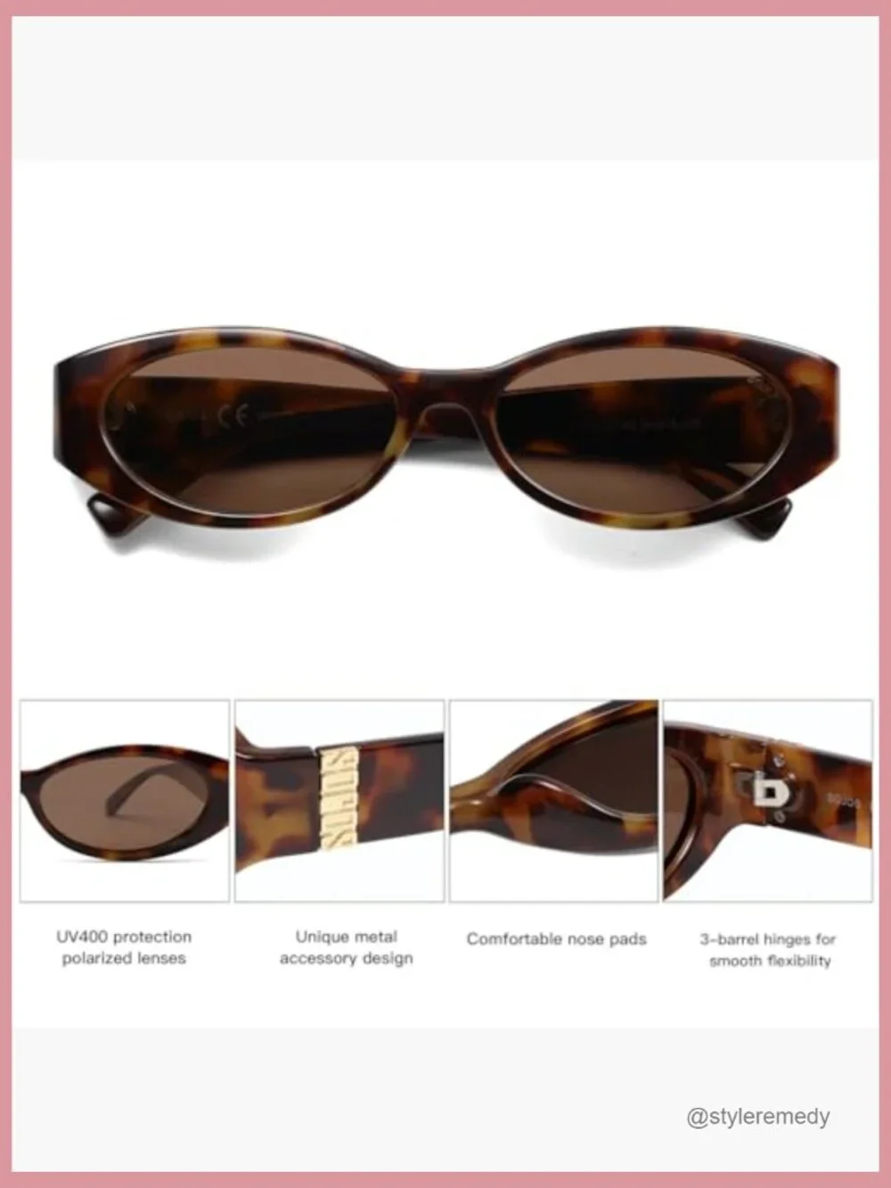 Polarized Oval Sunglasses with UV400 TAC Lenses